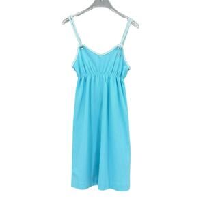 Lacoste NWT EU 34 Bright Sky Blue Pique Empire Waist Strappy Mini Tank Dress